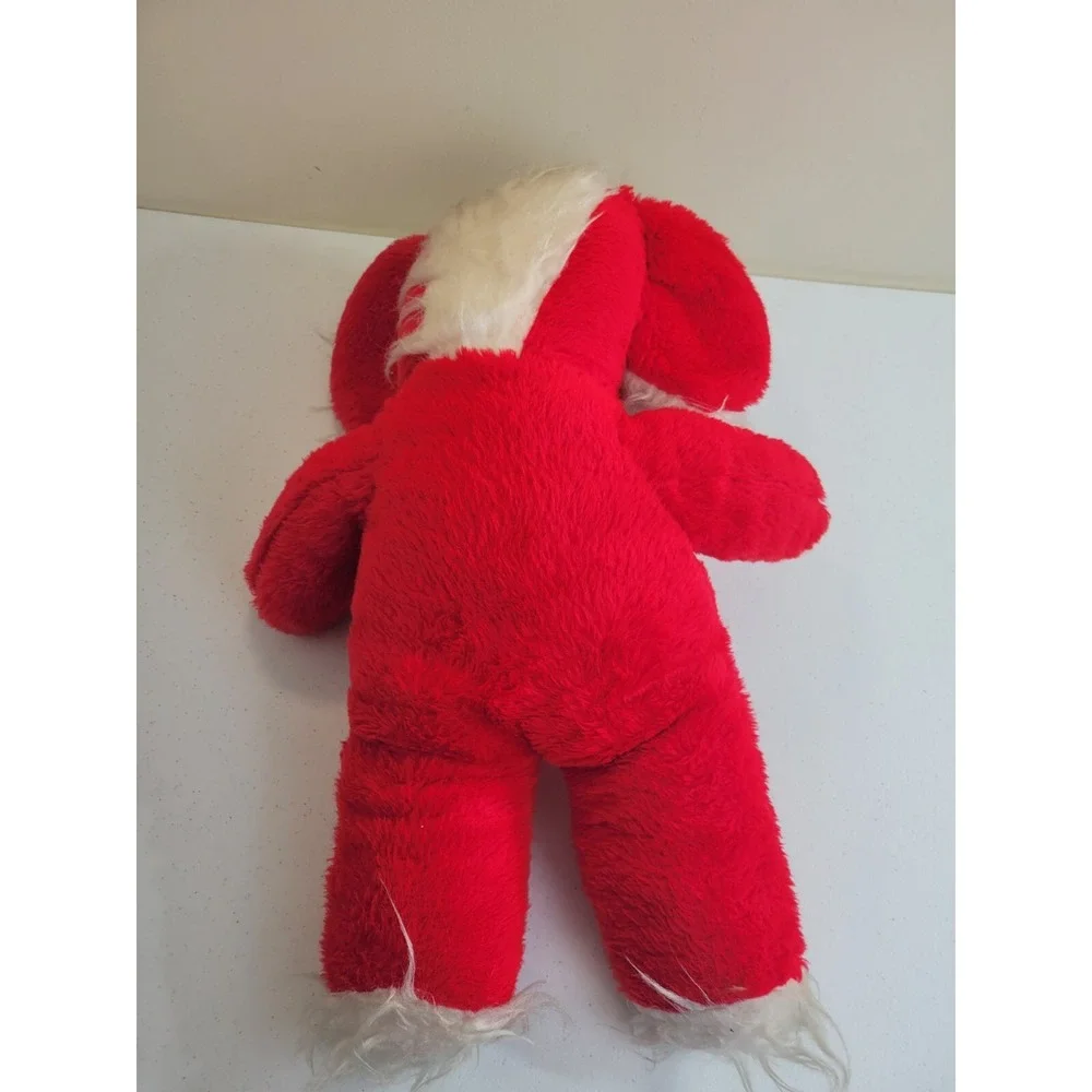 Vtg Carnival Elephant Plush Kitsch Stuffed Animal‎ Toy Red White 22in